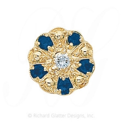 GS093 D/S - 14 Karat Gold Slide with Diamond center and Sapphire accents 